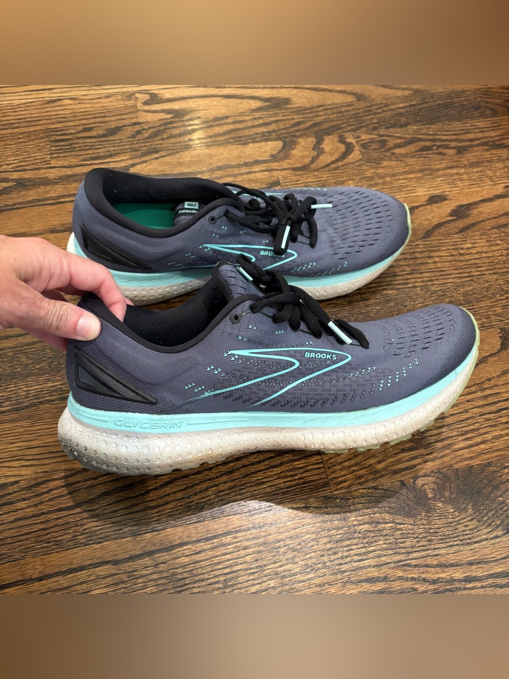 Brooks Glycerin 19 Women’s Gray & Teal Running Shoes size 12